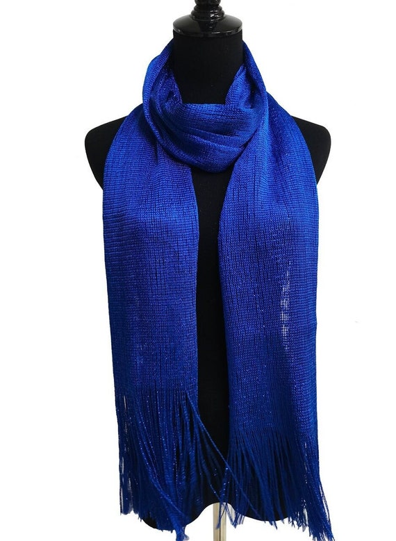 Royal Blue Glitter Scarf Shawl / Mothers Day Gift / Wedding Favor Gift / Evening Prom Accessories / Bridal Accessories Evening Prom Shawl