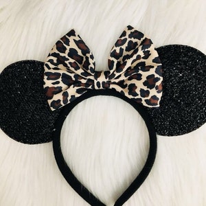 Boy Girls Mouse Ears Headband/Family Trip/Disney Party / Theme Party / Disney Ears Headband/Princess Headband/One Size Fits All/DIY Mouse Leopard Bow