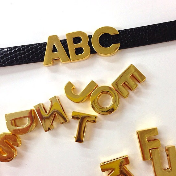 52pc Gold Metal Plain Letters Alphabet English Letters or Pick Your Own Letter Charms - Fits 8mm Slide Bracelets/Keychains/Wristlets