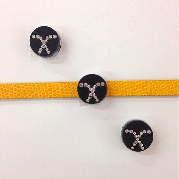Set of 10pc Rhinestone Sports Hockey Stick Charm Fits 8mm Wristband / Crafting / Phone Deco / DIY Jewelry