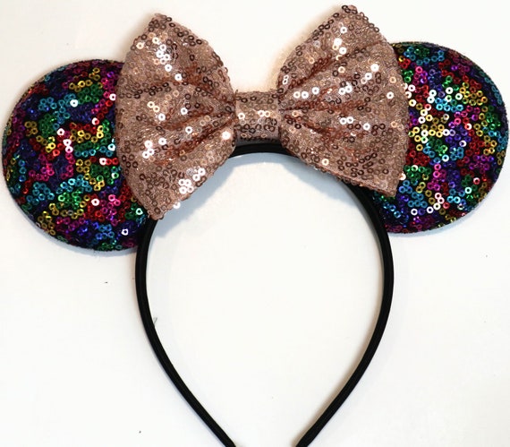 Buy Rainbow Minnie Mouse Ears, Rainbow Disney Ears, Rainbow  display picture 3