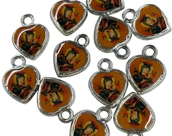 24pc x our lady of perpetual Marian deipara  Medal Rosary Centerpiece:  Religious Jewelry Parts Charms Pendant 20mm x 15mm