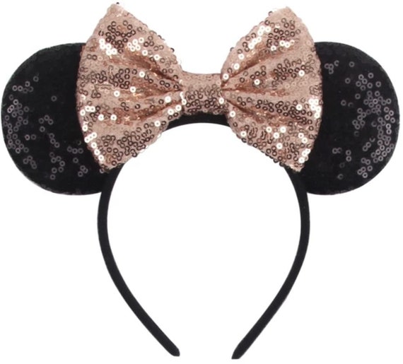 Rose Gold Minnie Mouse Ears, Rose Gold Disney Ears, Rose Gold Minnie Ears Headband, Rose Gold Mickey Ears, Rose Gold Disneyland Ears