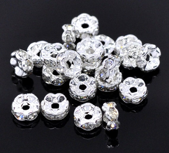 100pc Silver/Gold Rondelle Spacer Charm Beads 5mm/6mm/7mm/8mm Spacer Czech Rhinestone Jewelry Finding Beaded / Rondelle Spacer (USA seller)