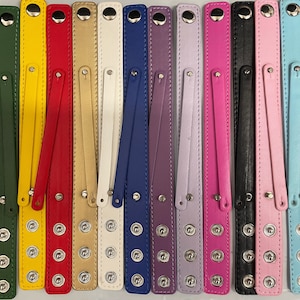 NEW! Set of 12pc Faux Leather Wrist Slide Snap Bracelet / Bangle Style / DIY fits 8mm Letters and Charms / Wholesale Bulk Bracelets