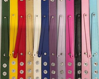 NEW! Set of 12pc Faux Leather Wrist Slide Snap Bracelet / Bangle Style / DIY fits 8mm Letters and Charms / Wholesale Bulk Bracelets