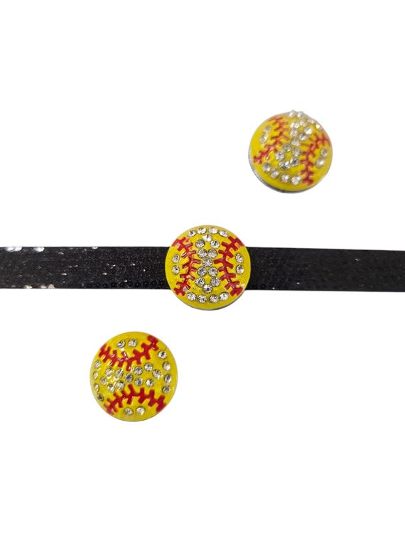 Set of 10pc Rhinestone Sports Softball Slide Charm Fits 8mm Wristband / Crafting / Phone Deco / DIY Jewelry