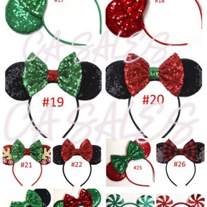 Christmas Mickey Ears, Peppermint candy ear headband, Mickey Ears, Christmas Minnie Ears, santa MickeyEars, Disney Ears, Red Sequin Ears, image 4