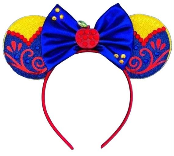 Snow White Inspired Minnie Ears / Blue Yellow Minnie Mouse Ears / Princess Snow White / Snow White Ears / Snow White Theme / Disneyland Ears