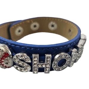Rhinestone blue bracelet or personized your own team / name bracelet / gift for her/ baseball mom