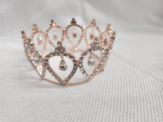 Rose gold/gold/silver Rhinestone Crown for Baby / Animal / bday Cake top / Photography Prop / Full Crown Tiara  / Table Setting 1.5"x 3"