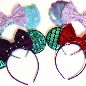 Ariel Mickey Ears, Ariel Ears, Little Mermaid Ears, Little Mermaid Mickey Ears, Purple Minnie Ears, Disney Ears, Minnie Ears