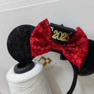 Graduation Mickey Minnie Ears / Graduation Mouse ears - Grad Ears, Rose gold red Minnie Ears, 2025 Grad Mickey Ears, Graduation Disney ears