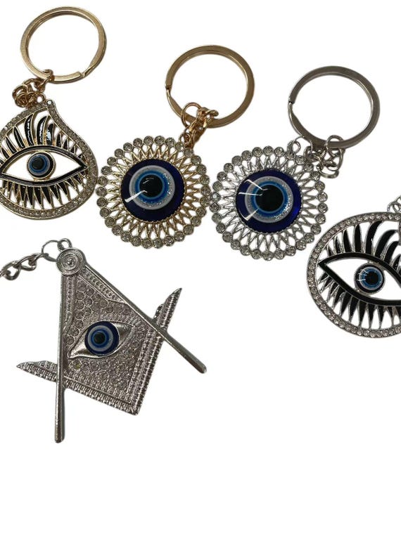 Set of 12 x Butterfly Evil Eye Keychain charms Car Hanging Ornament Blue Eye Charms good luck protection Car Key Key Ring