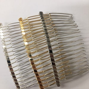 Set of 12pc Metal Silver Gold 20 Teeth Hair Comb Fascinato Supplies 3 Inches Long; DIY Bridal Hair Comb / Wire Comb / Hair Comb Supplies