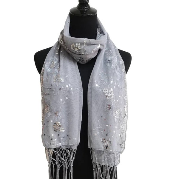 beaded silver shawl