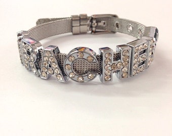 Pulsera de estilista cosmetóloga o personalice su propio nombre Pulsera de pedrería / Regalo de peluquero / Regalo de estilista / Regalo de cumpleaños de Navidad