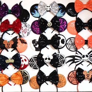 Halloween Minnie Mouse Ears, Cosplay villans  Mickey Minnie ears, Mouse Ears Headband for man, Purple Sequin Ears for Halloween Costume