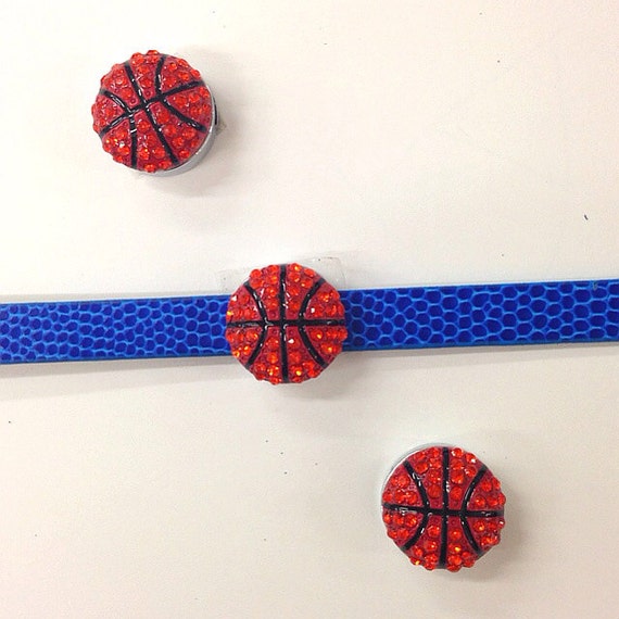 Set of 10pc Rhinestone Sports Basketball Charm Fits 8mm Wristband / Crafting / Phone Deco / DIY Jewelry