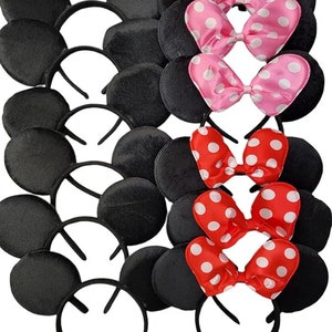 Set of 12 Mickey Minnie Ears / Mickey Minnie Headband / Disney Party / Theme Party / Disney Ears Headband