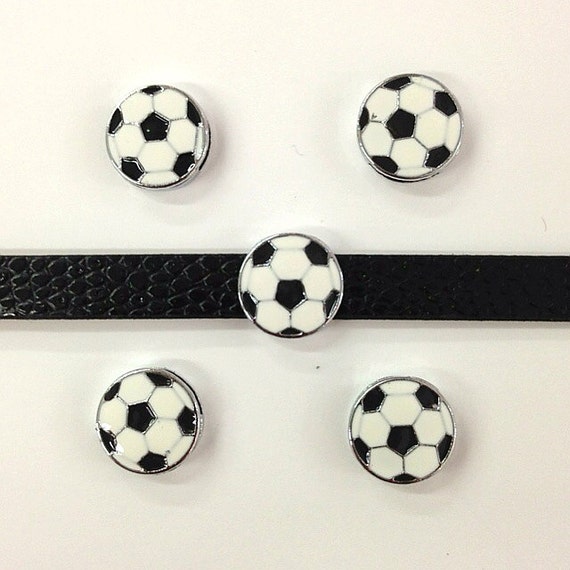 Set of 10pc Soccer Slide Charm Fits 8mm Wristband for Jewelry / Crafting