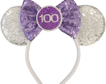 100 Years of Wonder Inspired Minnie Ears, 100 Years of Wonder Disney Mickey Ears, Purple Minnie Ears, Disney 100 Years Ears, 100th Ears