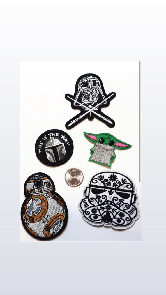 Star Wars Patches, Embroidered Iron Cartoon Patch / Applique Iron, Baby Yoda Patch, Storm Trooper Patch, Darth Vader Patch, BB-8 Patch