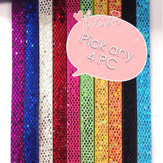 Your Choice any 4pc Glitter Pu Leather Straps (39 inches long) to Make DIY 8mm Keychain, Cellphone Chain Fits DIY 8mm Letters and Charms