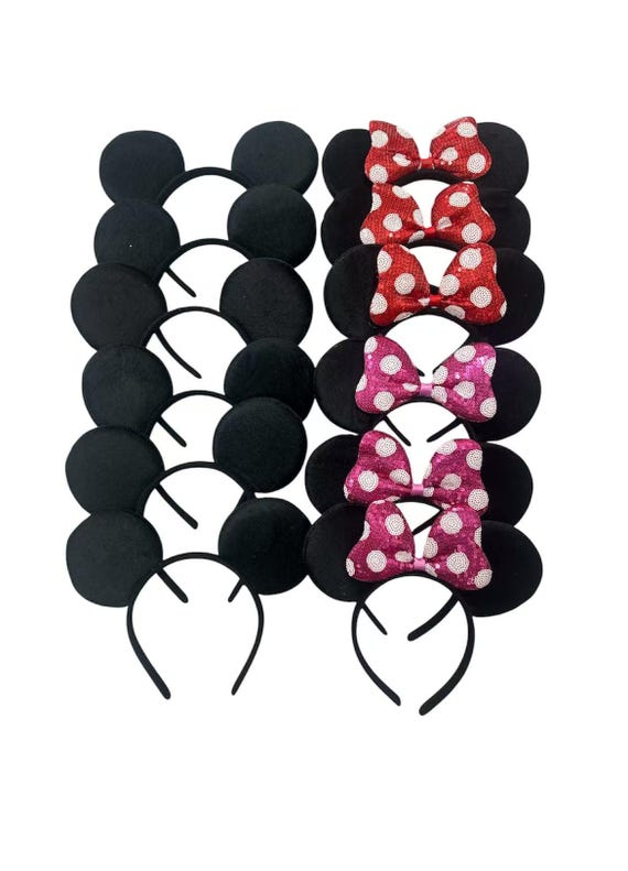 Set of 12 Mickey Minnie Ears / Mickey Minnie Headband / Halloween birthday Theme Party / kids favors Headband