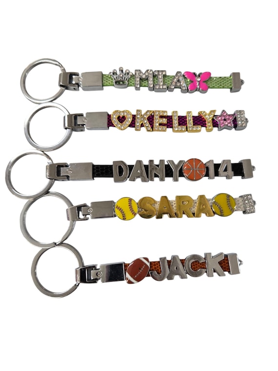 Custom Design Your Own Rhinestone Name Glitter Keychain / Sports Team / Celebrity Keychain (Holds Up to 7 Letters & 2 Charms)