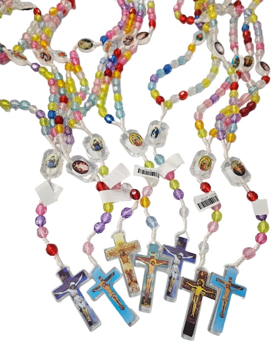 12 Pcs Baptism Party Favors Rosary Guardian Baby Angel Guadalupe San Judas First Communion Boyand Girl Recuerdos de Bautizo Communion