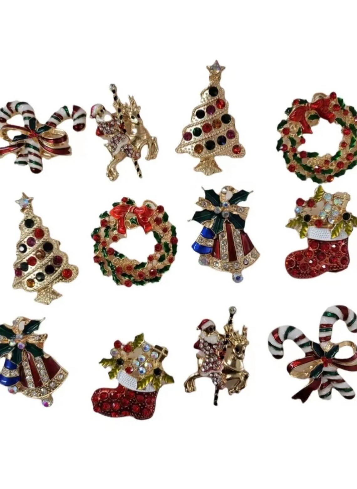Set of 12 Christmas Brooch Pin Lot/ Holiday Brooch / Christmas Etsy