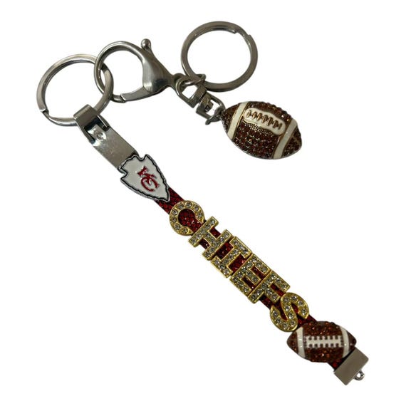 Football keychains Charm rhinestone sports team numbers school color Football keychain Gift For Football Mom Christmas birthday gifts