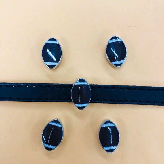 Set of 50  pc small brown football slide charm fits 8mm wristband for jewelry /crafting