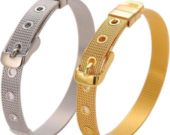 1pc  8mm DIY Stainless Steel Wristband Bracelet Fits 8mm Slide Letters and Charms