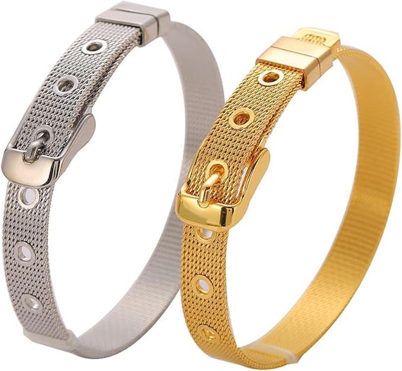 1pc  8mm DIY Stainless Steel Wristband Bracelet Fits 8mm Slide Letters and Charms