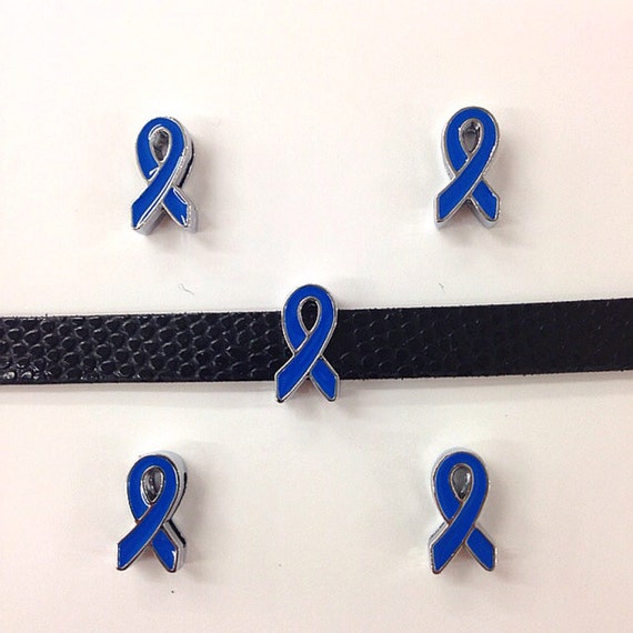Set of 10pc Dark Blue Ribbon Slice Charm Fits 8mm Wristband for Jewelry / Crafting