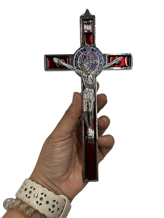 Balck red blue Vintage saint benedict Cross charms diy cross rosary  7.5 inches long Jewelry Rosary Making wall decoration