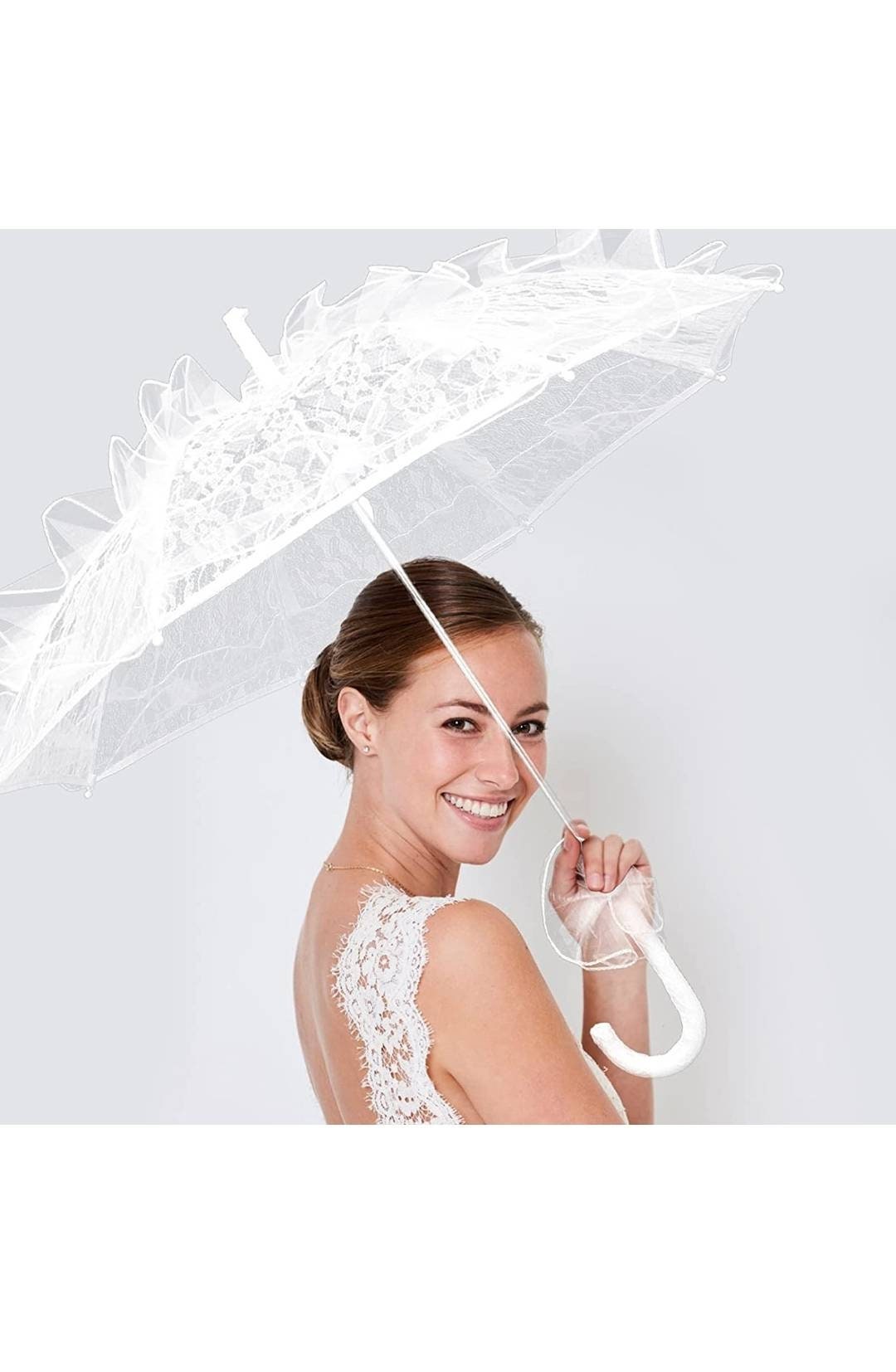 Parapluie Dentelle Mariage - Ombrelle Vintage En Coton Brodé à La Main Pour Photos Et événements