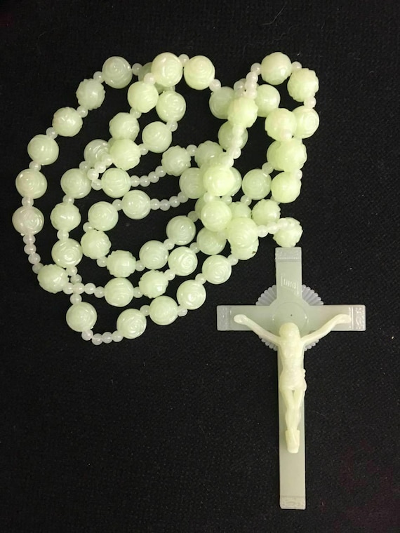 Glow in dark Rosary wall decoration  Holy Big Beads Sanctified Wall Rosario Chain Jesus Cross XL Large Crucifix Catholic Gift