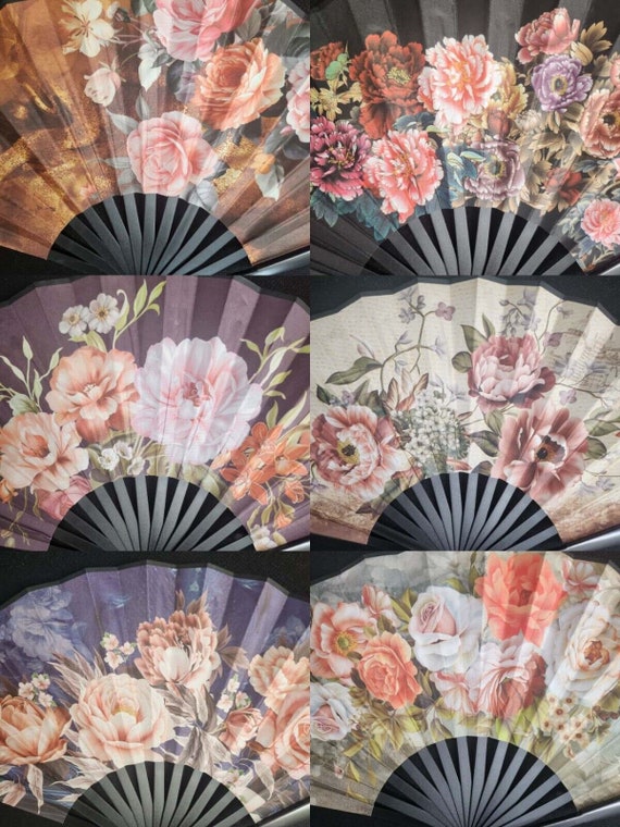 6 PC x  assorted high quality Folding Hand Held paper Fan for Women Sakura Chinese/Japanese Vintage Retro Style /table /wall decoration/