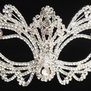 MAIS VENDIDO! Máscara de baile de cristal com strass / Máscara de casamento / Máscara de Halloween / Topo de bolo / Configuração de mesa 7" x 3''