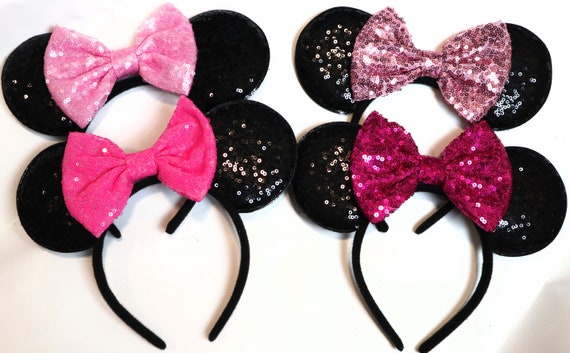 Pink Minnie Mouse Ears, Pink Disney Ears, Valentines day Disney , Pink red Wedding Minnie Ears, Barbie Mickey Ears, Pink Disneyland Ears
