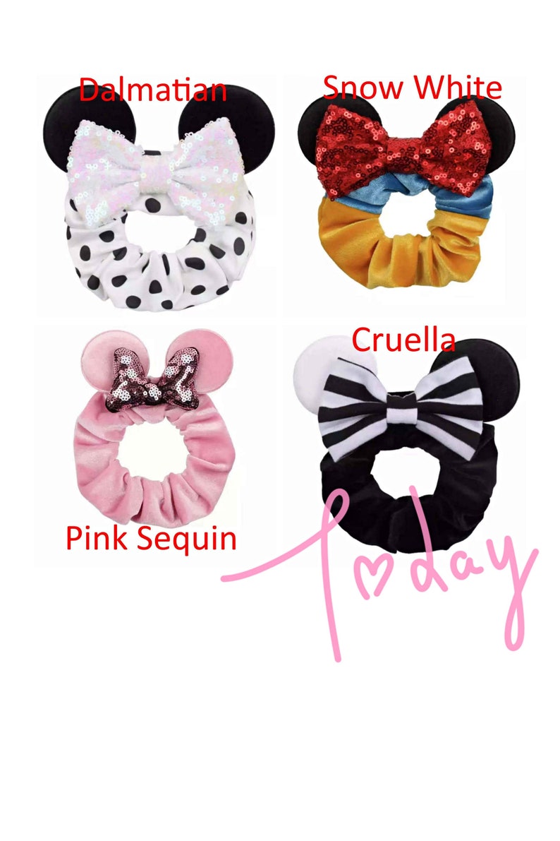 CLEARANCE Mickey Mouse Scrunchie, Minnie Mouse Ears, Black Scrunchies, Disney Scrunchies, Hair Tie, Cute Hair Accessories, Messy Bun image 7