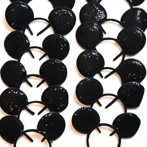 Set of 6 /12/24 Wholesale bulk Mickey Mouse Ears Black plain Black White rose gold Sequin Headband Birthday Party /Mickey ears with no Bow/ black sequin