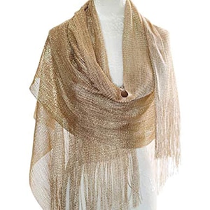 Gold Wedding Scarf Shawl / Metallic Shawl / Bridesmaid Shawl / Wedding Favor / Bridal Wrap / Wedding Shawl / Bridal Cover Up / Wedding Wrap image 1