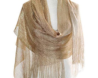 Gold Wedding Scarf Shawl / Metallic Shawl / Bridesmaid Shawl / Wedding Favor / Bridal Wrap / Wedding Shawl / Bridal Cover Up / Wedding Wrap