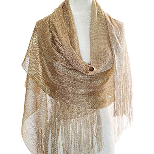 Gold Wedding Scarf Shawl / Metallic Shawl / Bridesmaid Shawl / Wedding Favor / Bridal Wrap / Wedding Shawl / Bridal Cover Up / Wedding Wrap