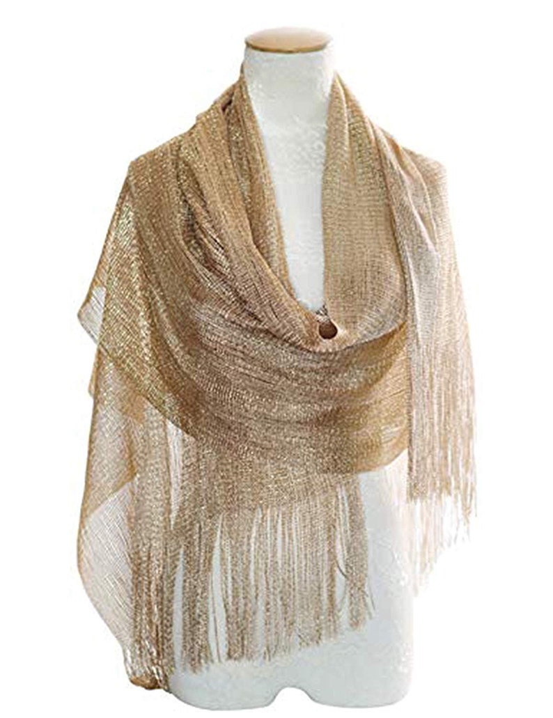 Gold Wedding Scarf Shawl / Metallic Shawl / Bridesmaid Shawl / Wedding Favor / Bridal Wrap / Wedding Shawl / Bridal Cover Up / Wedding Wrap image 1