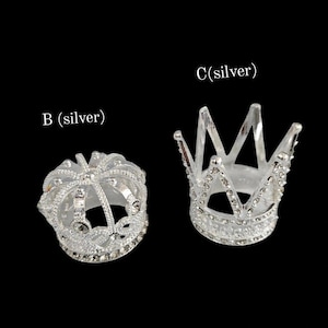Small medium silver Mini Rhinestone gold Crown charms for doll/ Animal / cup Cake / tumbler /gold silver Full Crown Tiara / 3d crown
